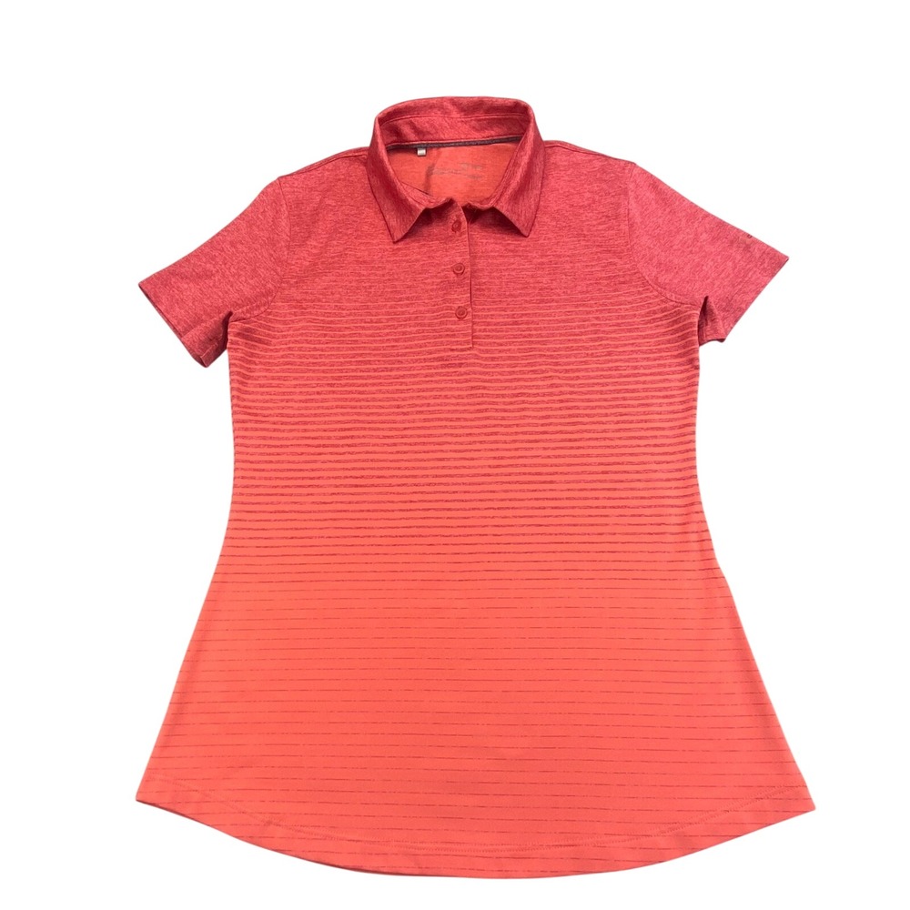 Under Armour HeatGear‎ Polo Women's Small Golf Shirt Fitted Pink Stripe Athletic